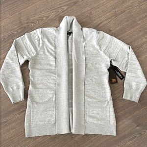 Frye Duster Open Front Cardigan Women's Large Gray Sweater Coastal Cottage NEW